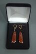 Bright Red Agatized Dinosaur Bone Earrings #5250-1